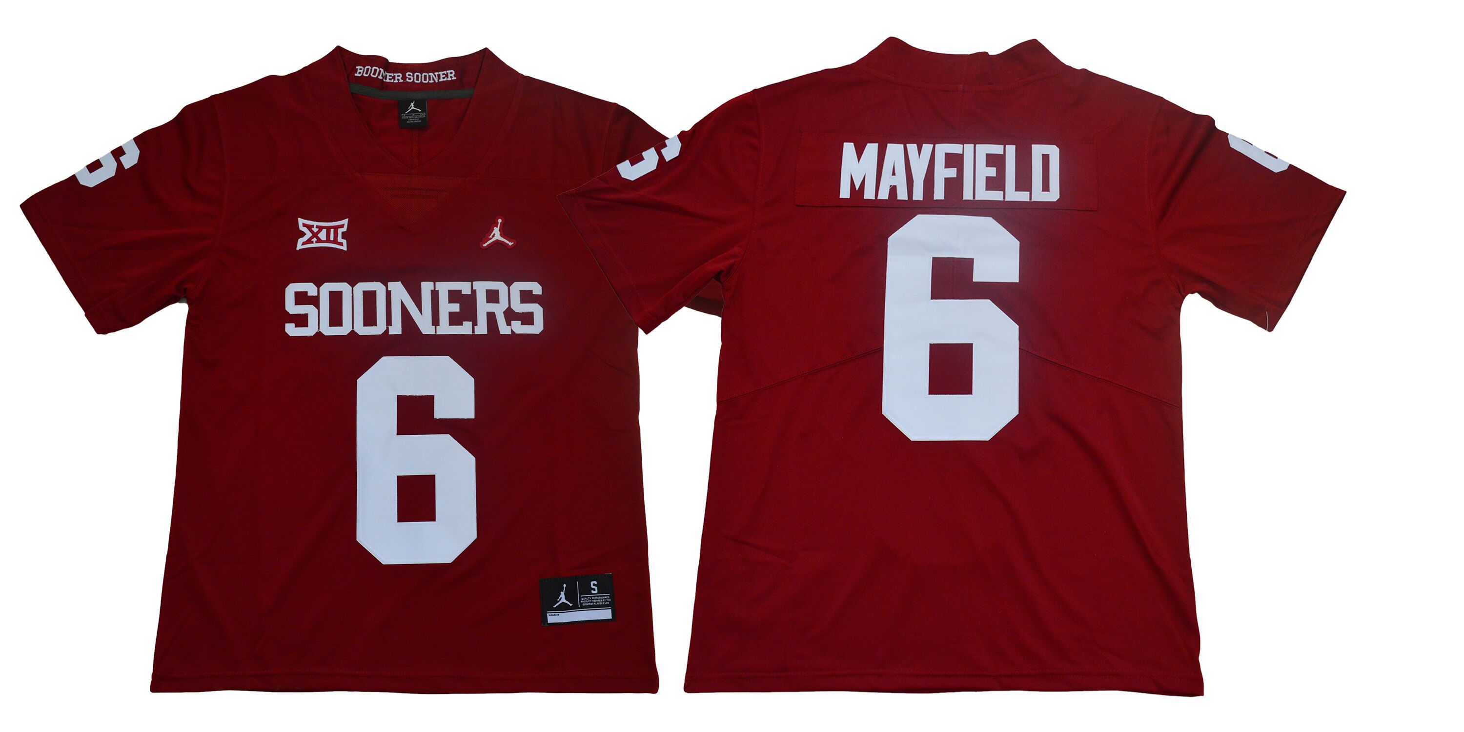 Men Oklahoma Sooners 6 Mayfield Red Jordan NCAA Jerseys